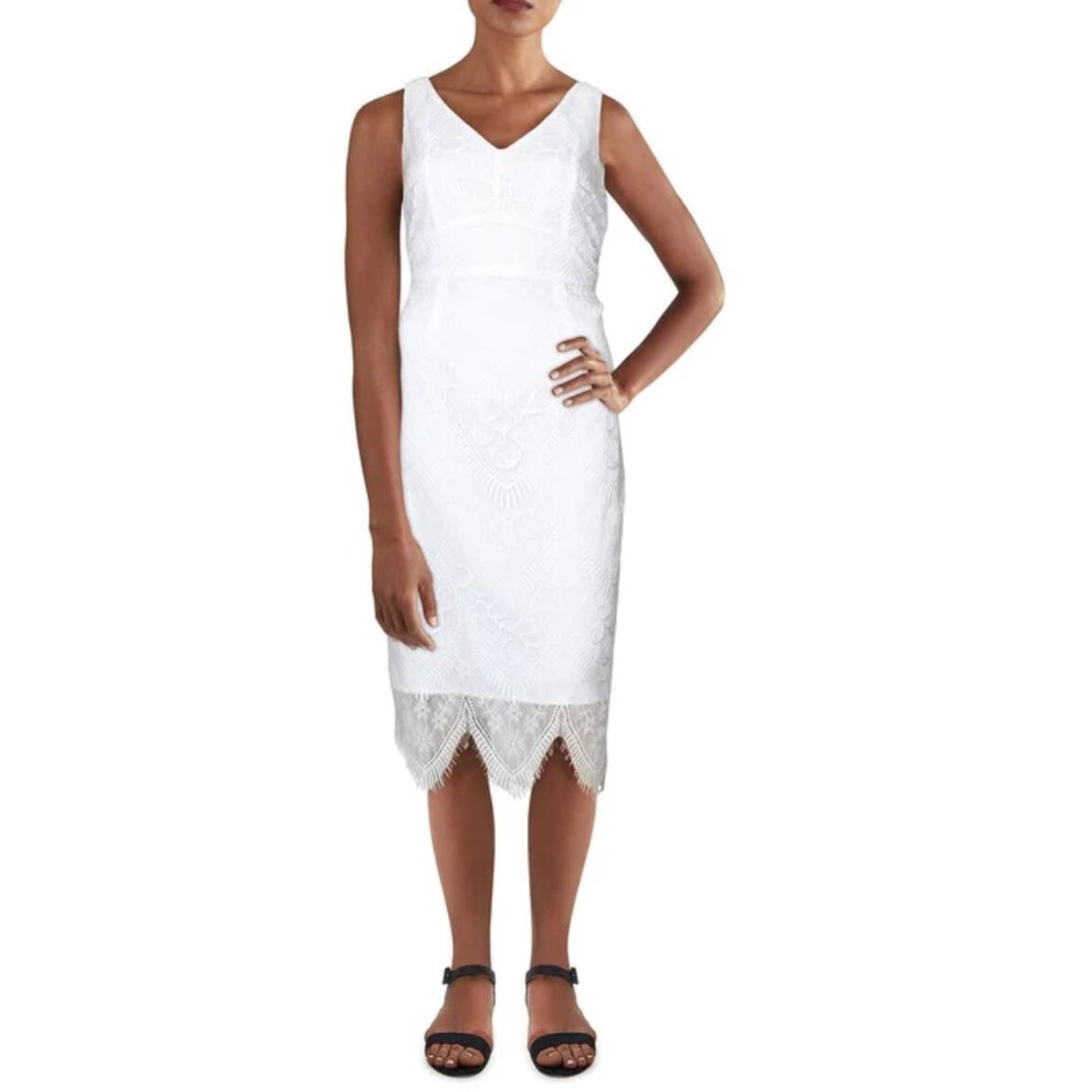 Nanette Lepore Women Lace Bodycon Dress Off White V-Neck NN9M10WX6 Size 10